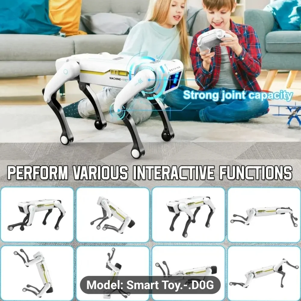 Machine Intelligent Voice Control Robot Dog - White and Black